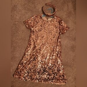 btween Rose Gold Sequin Dress with Headband